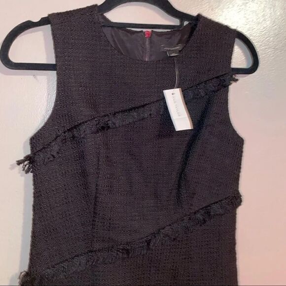 Talbots Black Tweed Fringed Sleeveless Dress Career Cocktail Party - Picture 3 of 10